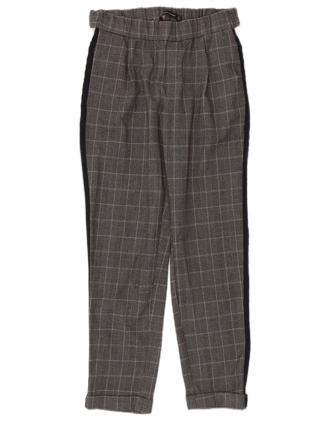 Zara Γυναικείο Slim Casual Παντελόνι Small W26 L24 Grey Check Polyester