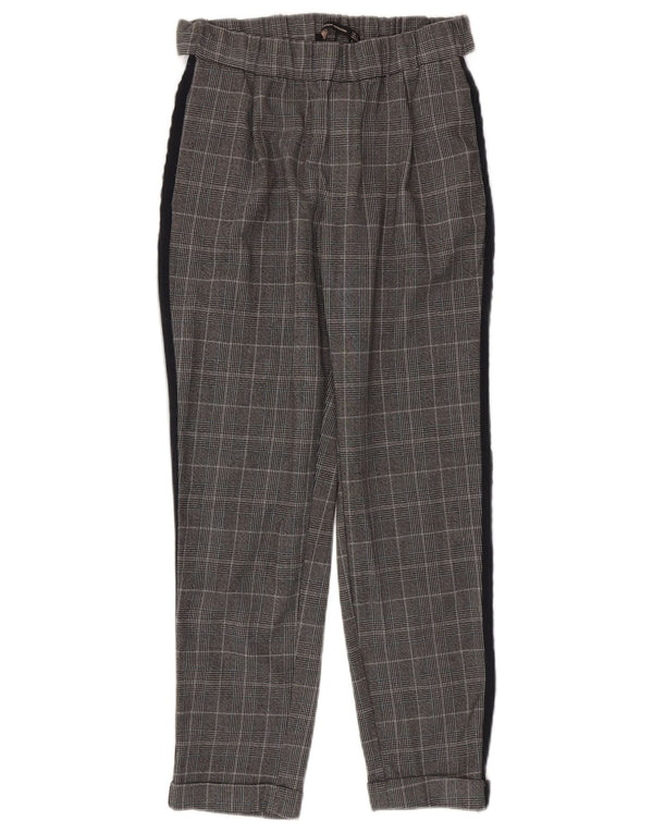 Zara Γυναικείο Slim Casual Παντελόνι Small W26 L24 Grey Check Polyester
