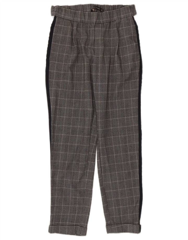 Zara Γυναικείο Slim Casual Παντελόνι Small W26 L24 Grey Check Polyester