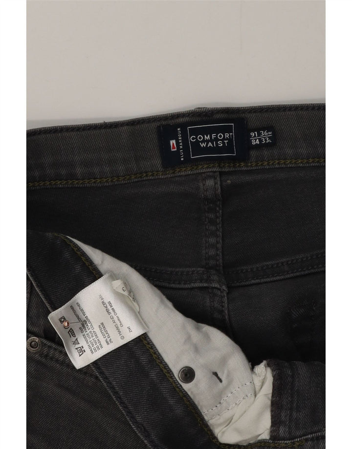 MARKS & SPENCER Ανδρικό μπλε Harbor Straight Jeans W36 L33 Γκρι βαμβακερό