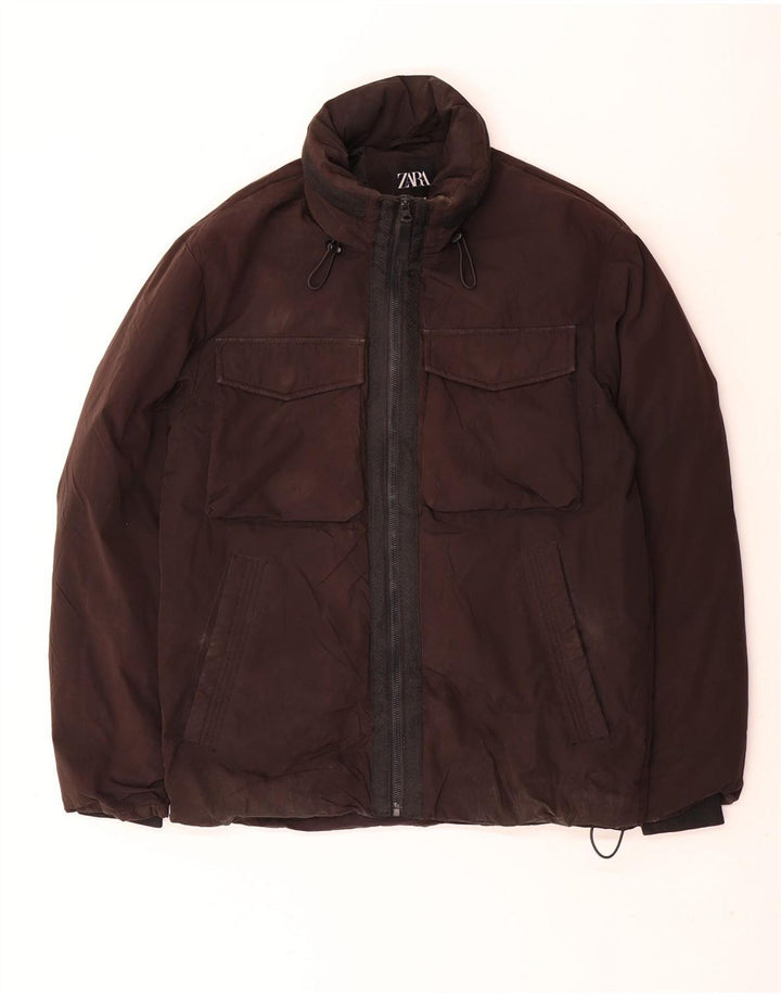 Zara Ανδρικό μπουφάν με κουκούλα UK 36 Small Black Polyester