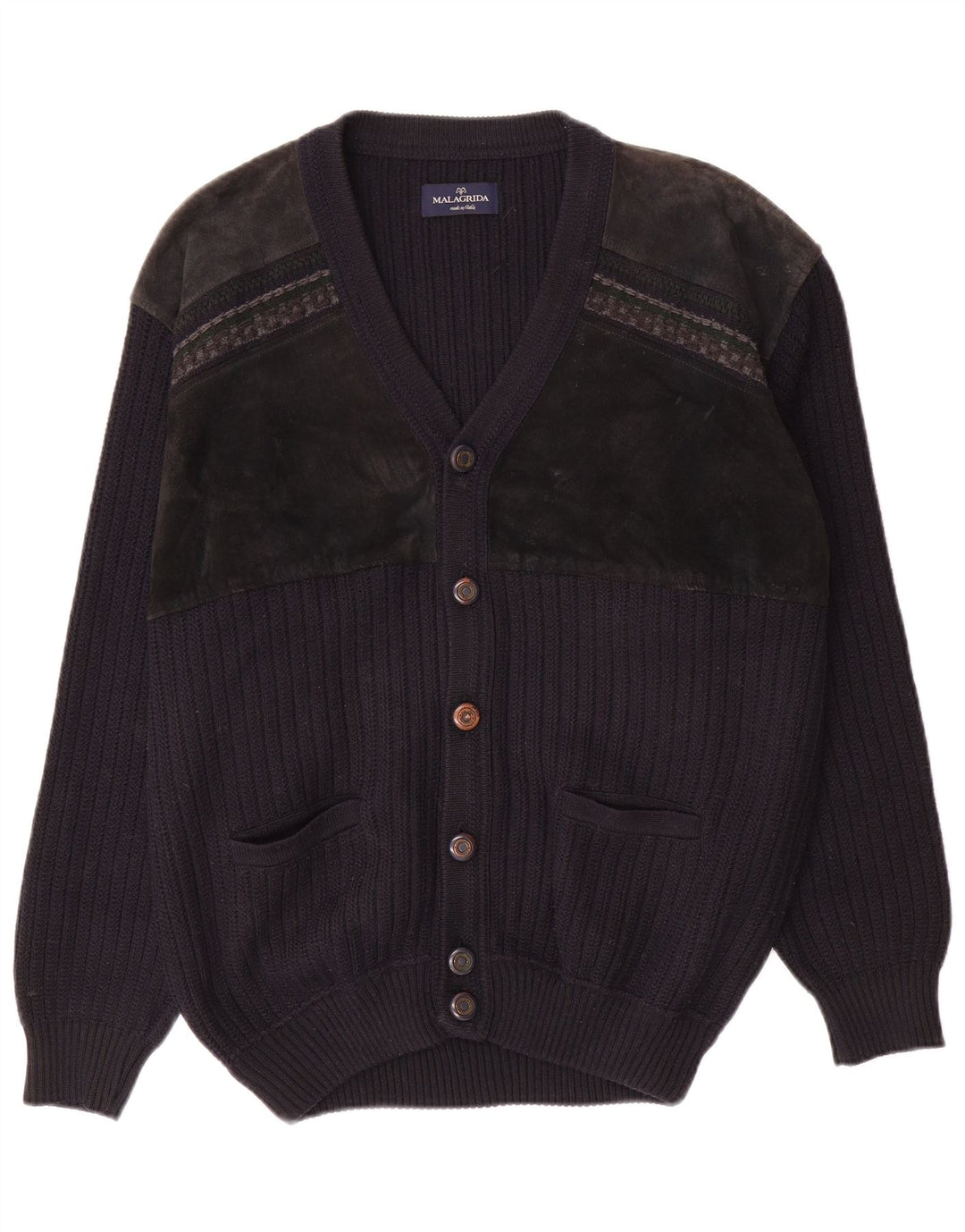 Ανδρικό πουλόβερ ζακέτα Malagrida Large Navy Blue