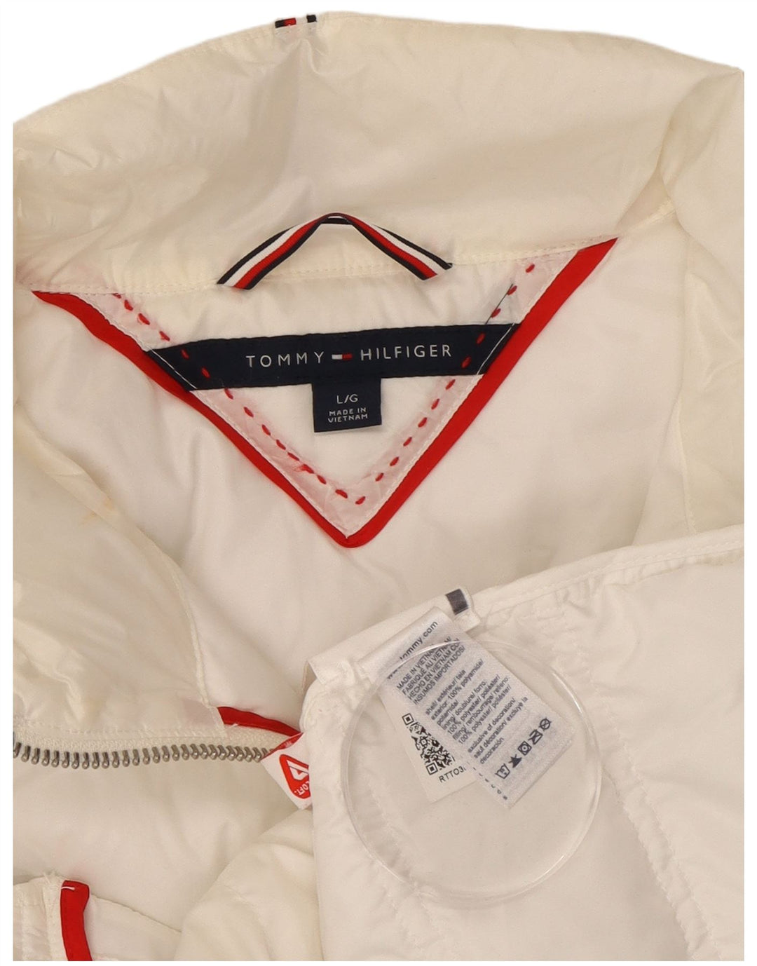 TOMMY HILFIGER Γυναικείο μπουφάν με επένδυση UK 16 μεγάλο λευκό πολυαμίδιο