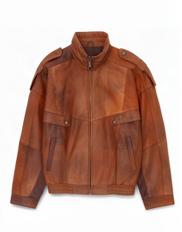 Vintage Ανδρικό Στρατιωτικό Δερμάτινο Μπουφάν UK 36 Small Brown