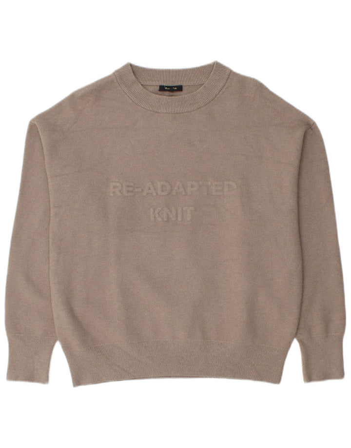 Γυναικείο πουλόβερ Massimo Dutti Graphic Crew Neck Jumper UK 14 Medium Beige