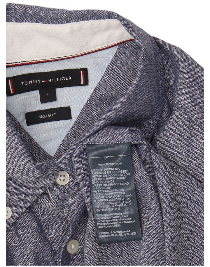 Tommy Hilfiger Ανδρικό πουκάμισο με κανονική εφαρμογή, μεγάλο μπλε βαμβακερό