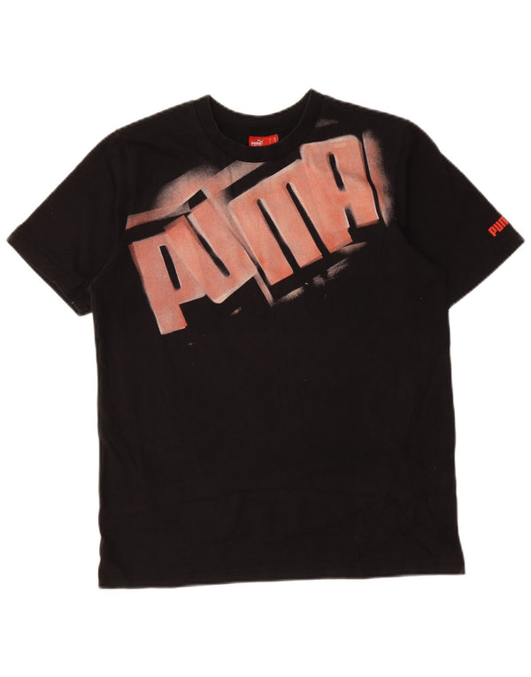 Puma Boys Graphic T-Shirt Top 13-14 Years Μαύρο