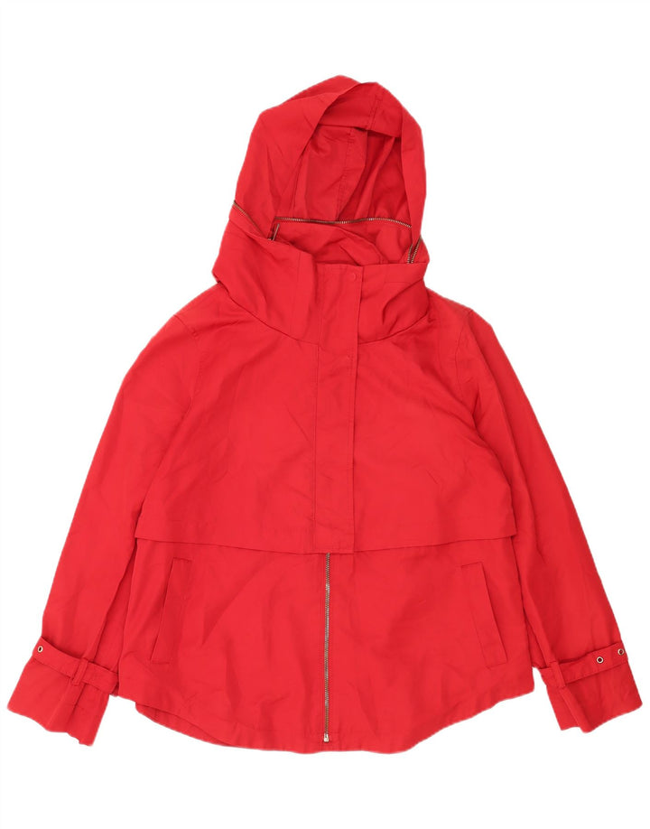 Zara Γυναικείο Bomber Jacket με κουκούλα UK 14 Medium Red Polyester