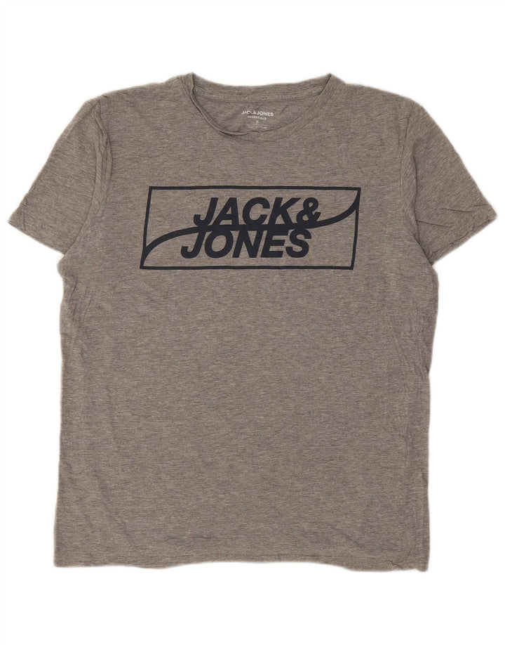 Jack & Jones Ανδρικό γραφικό μπλουζάκι μπλουζάκι, μικρό γκρι βαμβακερό