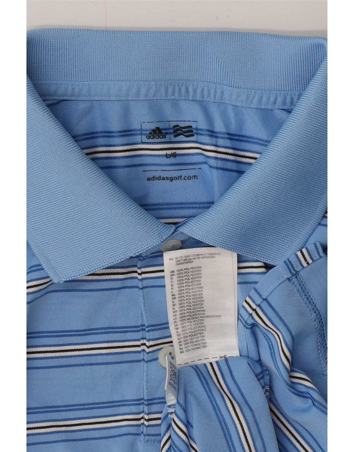 Ανδρικό πουκάμισο Adidas Polo μεγάλο μπλε ριγέ πολυεστέρα