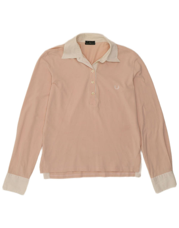 Fred Perry Γυναικείο μακρυμάνικο μπλουζάκι ράγκμπι πόλο UK 14 μεγάλο ροζ χρώμα
