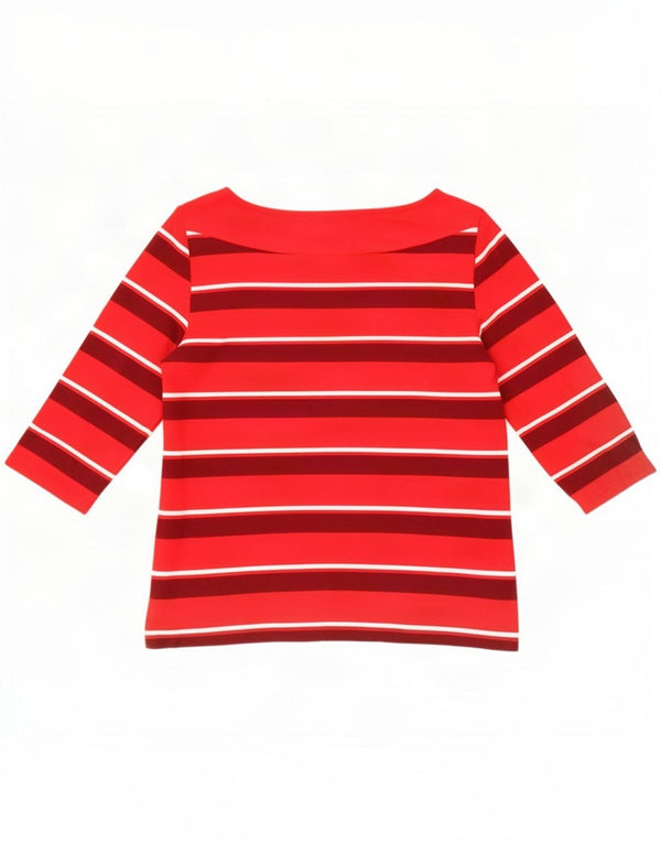 Marks & Spencer Womens Classic Top 3/4 Sleeve UK 10 Small Red ριγέ