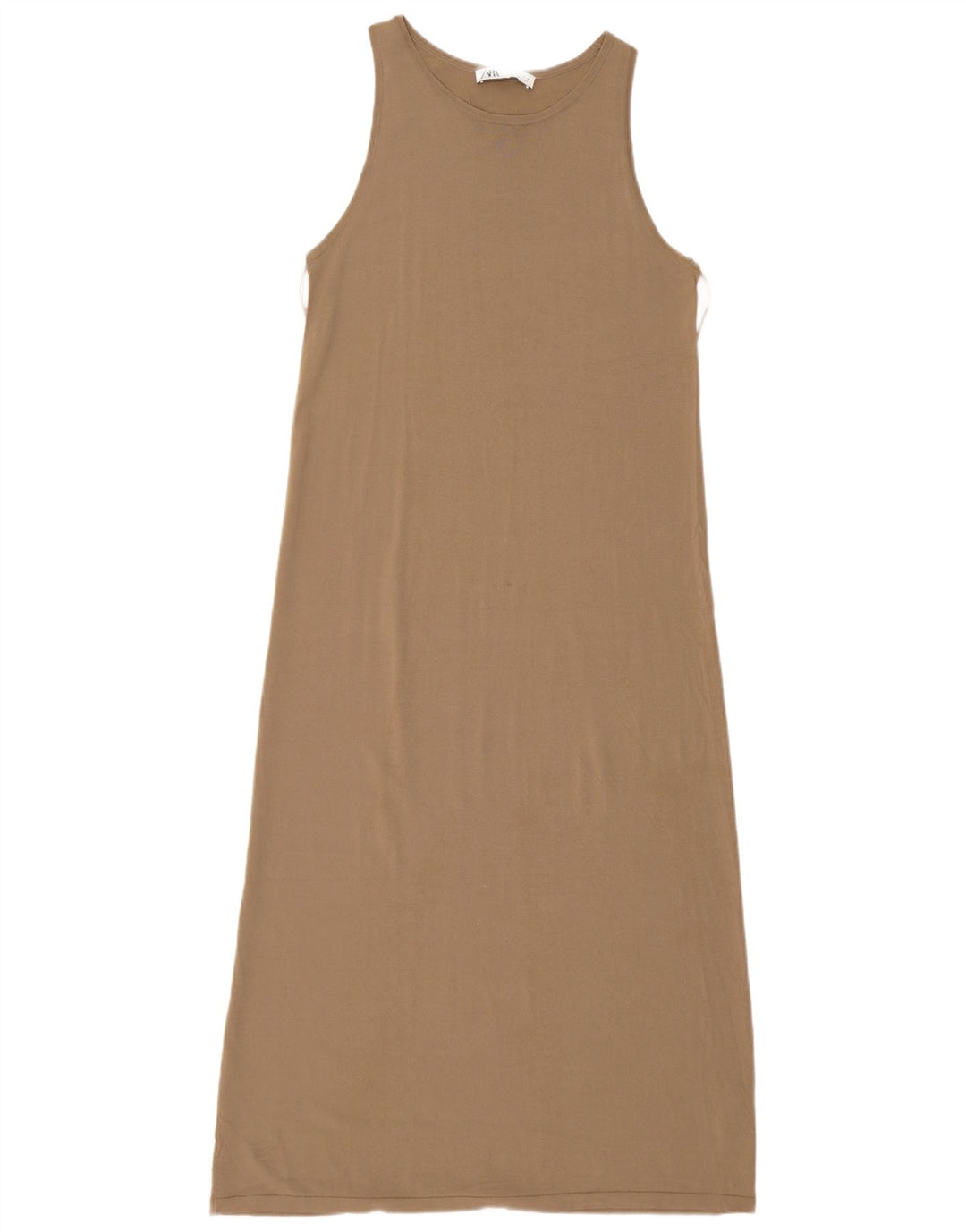 ZARA Womens Sleeveless Maxi Dress UK 12 Medium Brown Viscose