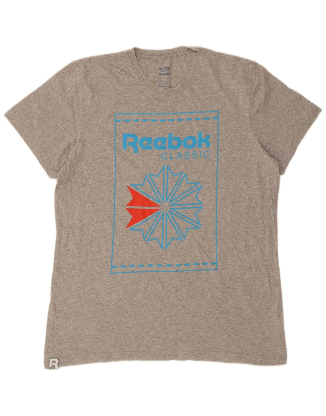 REEBOK Mens Graphic T-Shirt Top XL Grey Cotton