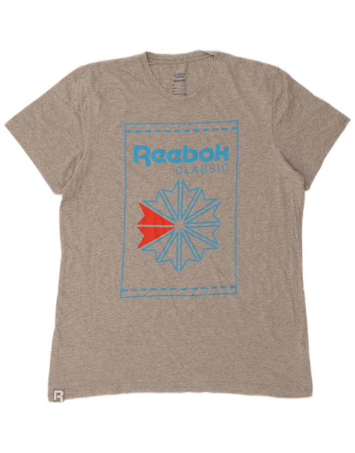 REEBOK Mens Graphic T-Shirt Top XL Grey Cotton