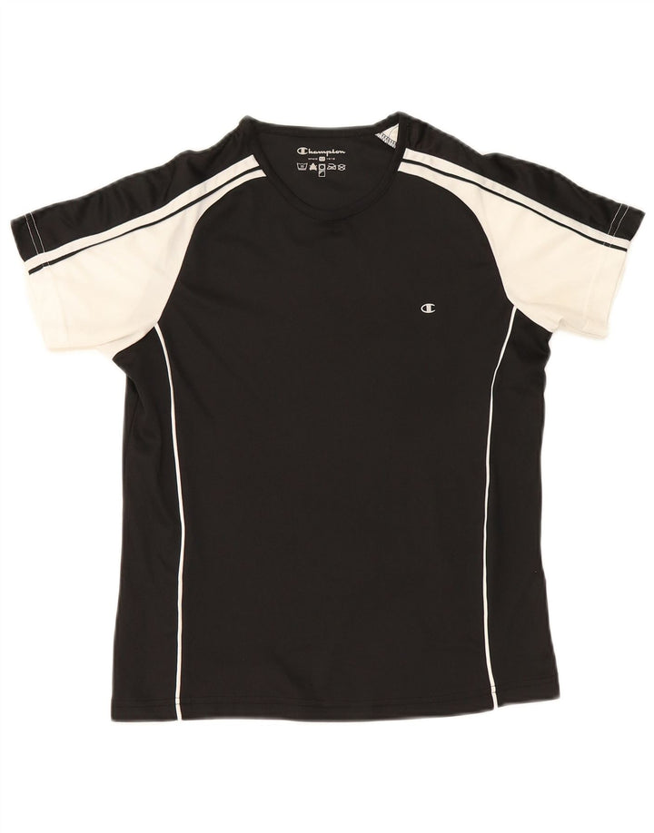 Champion Γυναικείο T-Shirt Top UK 12 Medium Black Colourblock Polyester