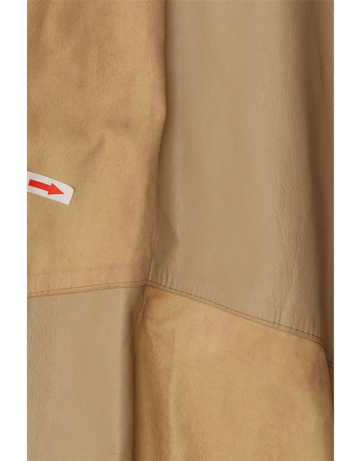 Vintage γυναικεία δερμάτινη φούστα IT 42 Medium W26 Beige Colourblock