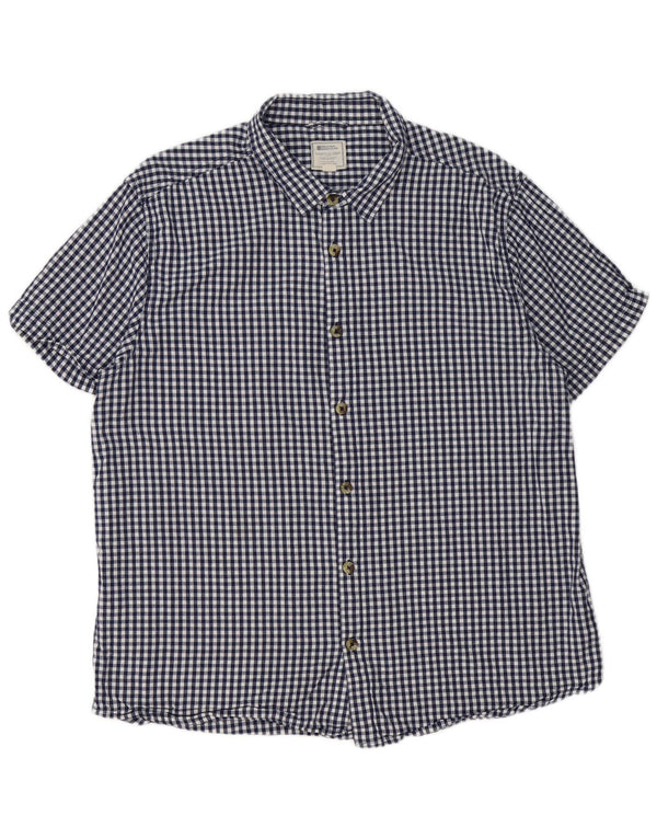 Ανδρικό κοντομάνικο πουκάμισο Mountain Warehouse 2XL Navy Blue Gingham Cotton