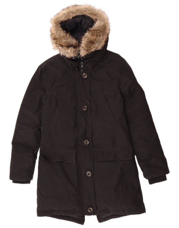 Superdry γυναικείο μπουφάν Parka με κουκούλα UK 10 Small Black Polyester