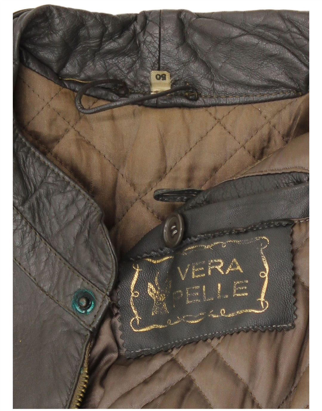 Vintage Ανδρικό Στρατιωτικό Δερμάτινο Μπουφάν IT 50 Large Grey Leather