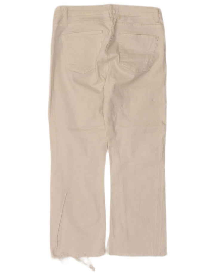 ZARA Γυναικείο Cropped Jeans EU 40 Medium W30 L25 Λευκό βαμβακερό
