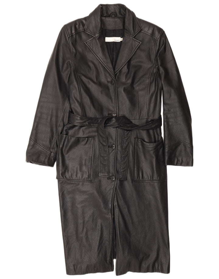 HENNES Γυναικείο Δερμάτινο Παλτό EU 42 Μεγάλο Δερμάτινο Μαύρο