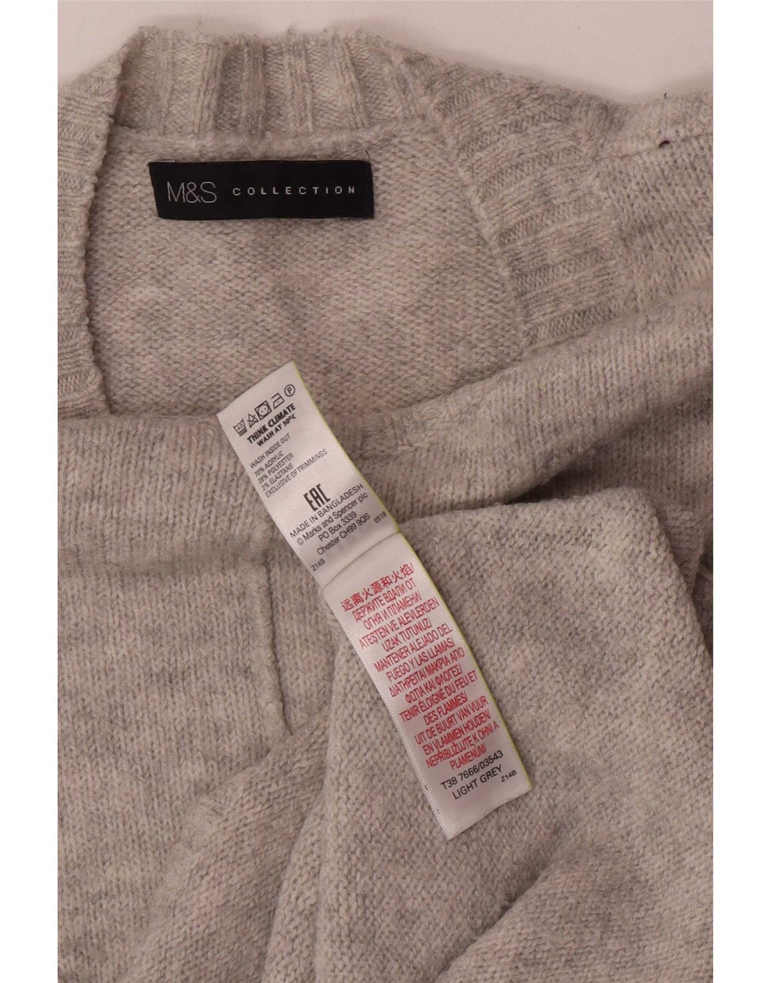 Marks & Spencer Γυναικείο πουλόβερ με λαιμόκοψη UK 14 μεσαίου γκρι ακρυλικό