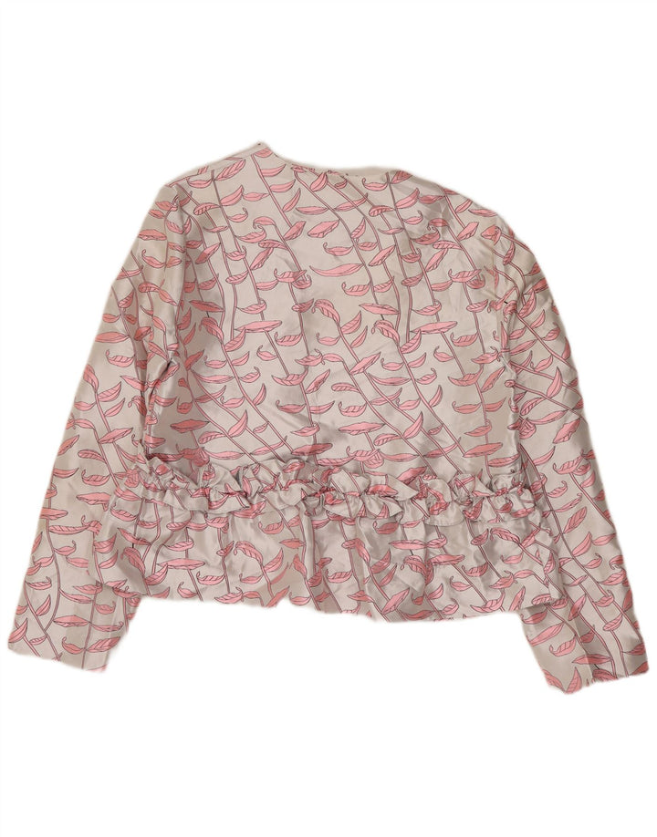 Topshop Γυναικείο πουκάμισο Crop Abstract μοτίβο μπλούζα UK 10 Small White