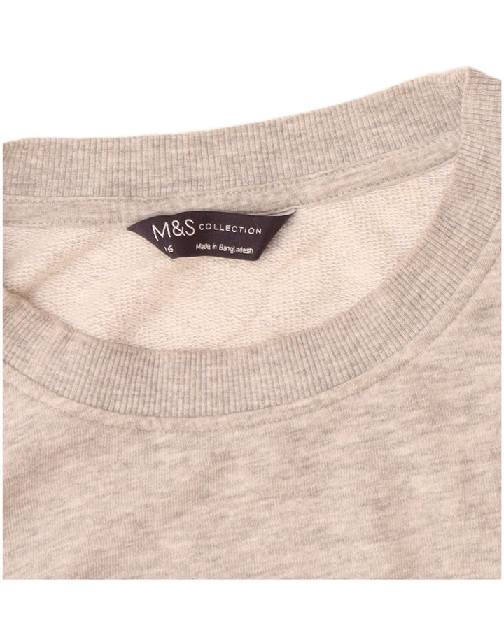 Marks & Spencer Γυναικεία μπλούζα μεγάλου μεγέθους Jumper UK 16 μεγάλο γκρι βαμβακερό