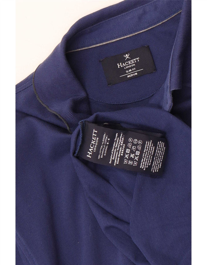 Ανδρικό μπλουζάκι πόλο Hackett Slim Fit, μεσαίο μπλε βαμβακερό