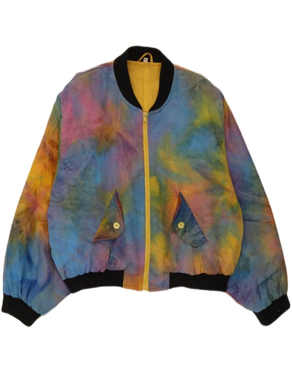 Vintage γυναικείο μπουφάν Bomber IT 42 Medium Πολύχρωμο Tie Dye Polyamide