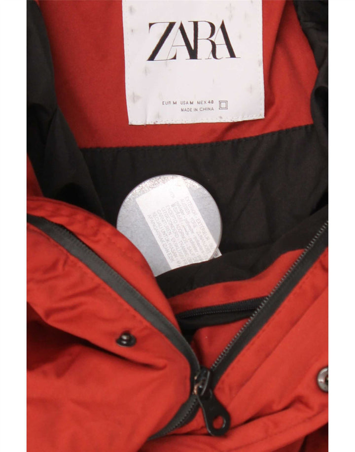 Zara Ανδρικό μπουφάν με κουκούλα Crop padded UK 40 Medium Red Polyester