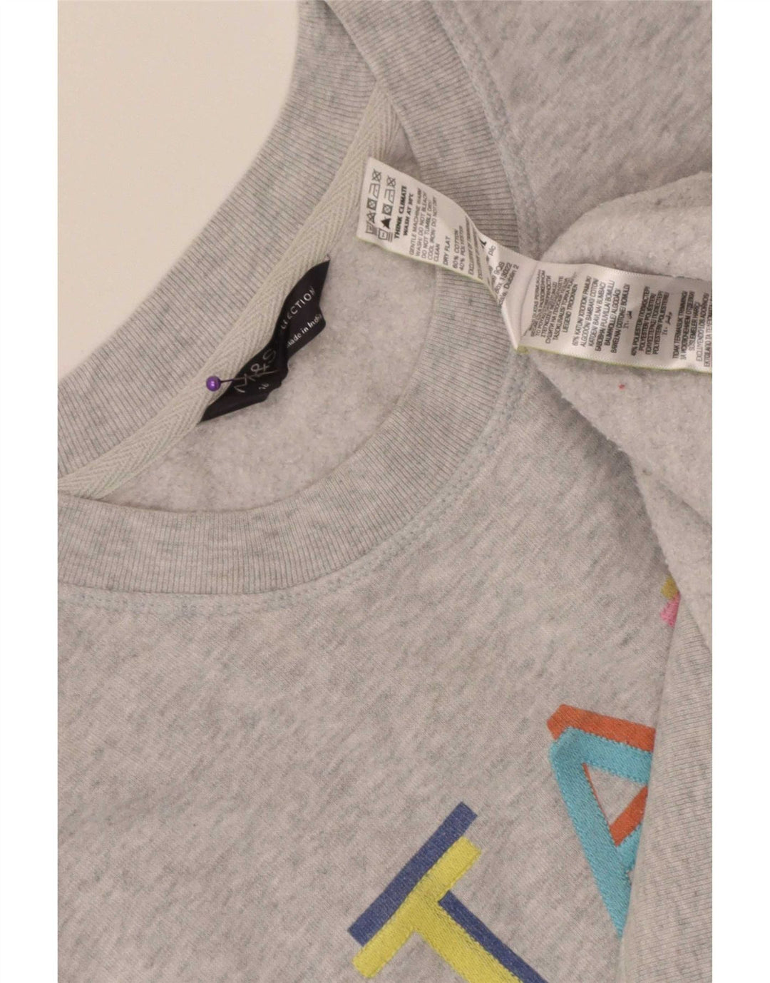 Marks & Spencer Γυναικεία γραφική φούτερ Jumper UK 16 Large Grey Cotton