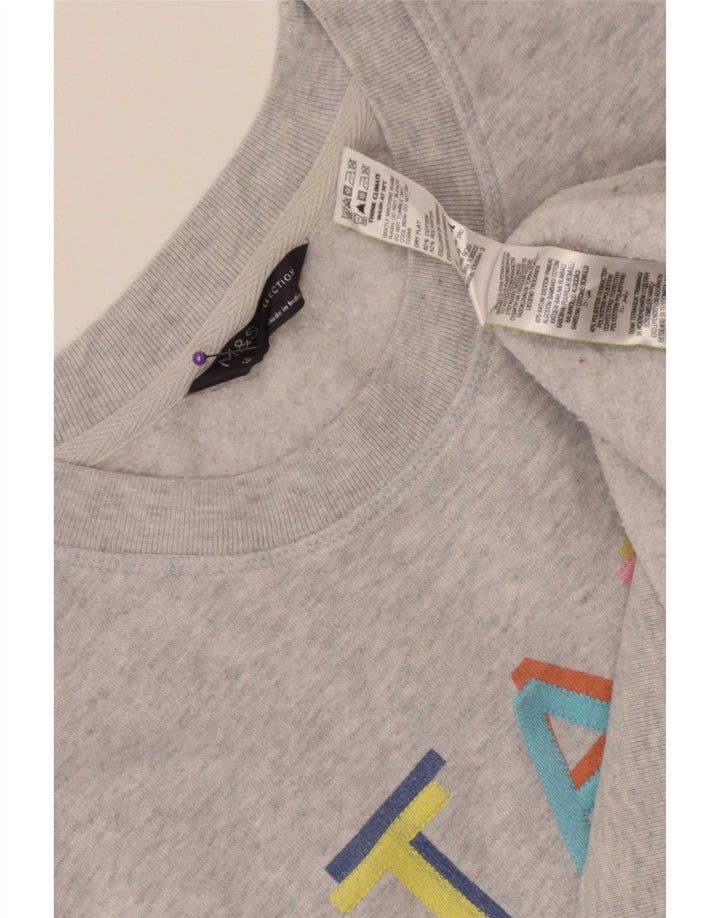 Marks & Spencer Γυναικεία γραφική φούτερ Jumper UK 16 Large Grey Cotton