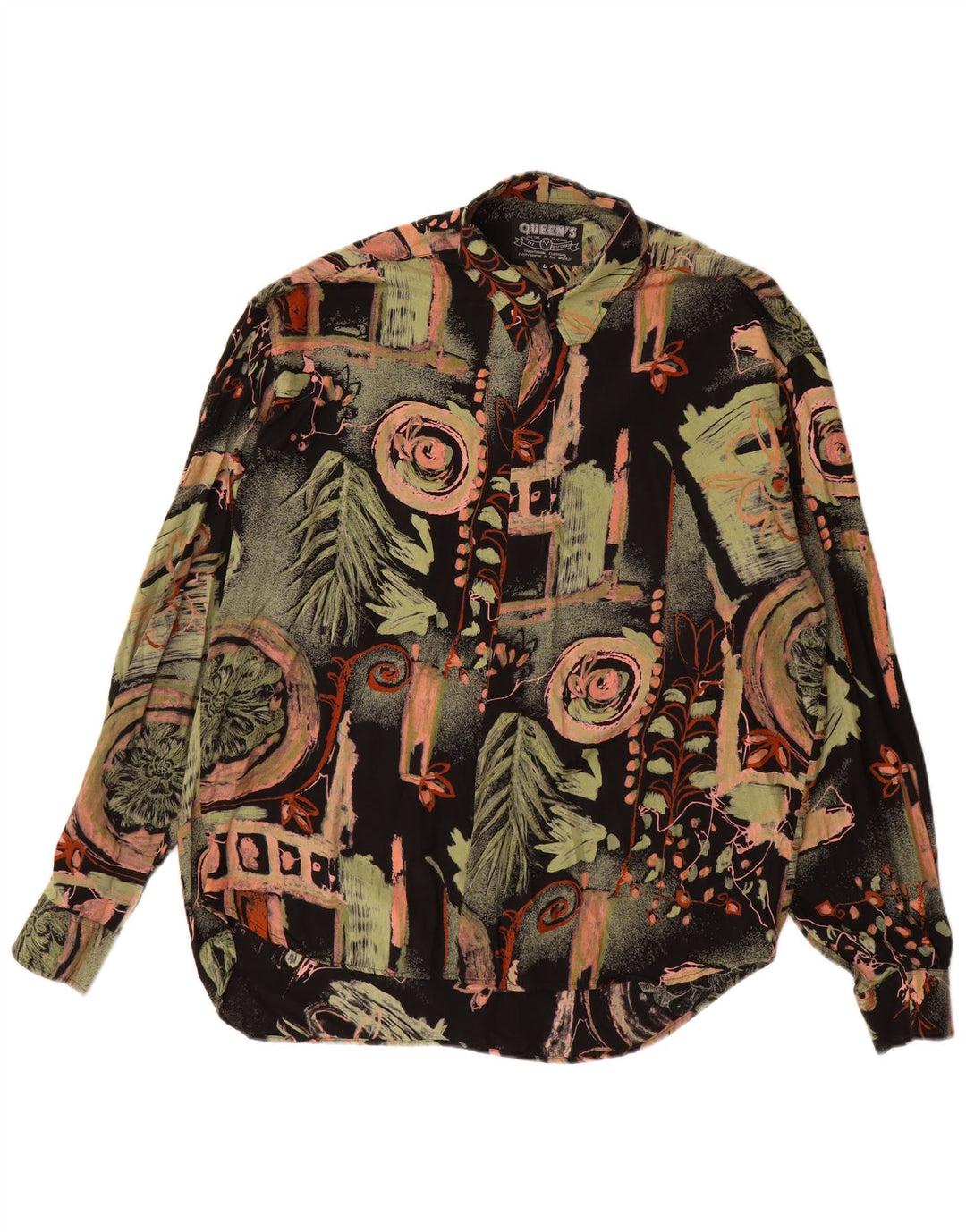 Vintage ανδρικό πουκάμισο αφηρημένο με μοτίβο μεγάλη πολύχρωμη φλοράλ βισκόζη