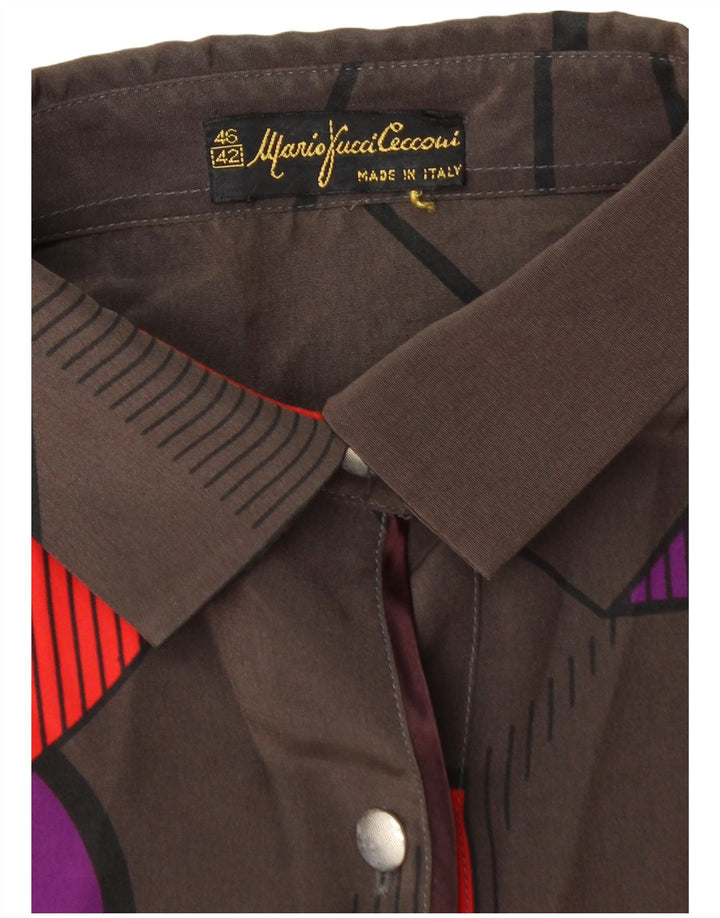 Mario Pucci Cecconi Γυναικεία Μπλούζα Τοπ IT 42 Μεσαίο Καφέ Γεωμετρικό