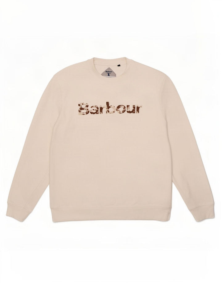 Ανδρικό γραφικό φούτερ Barbour Jumper Μεσαίο λευκό βαμβακερό