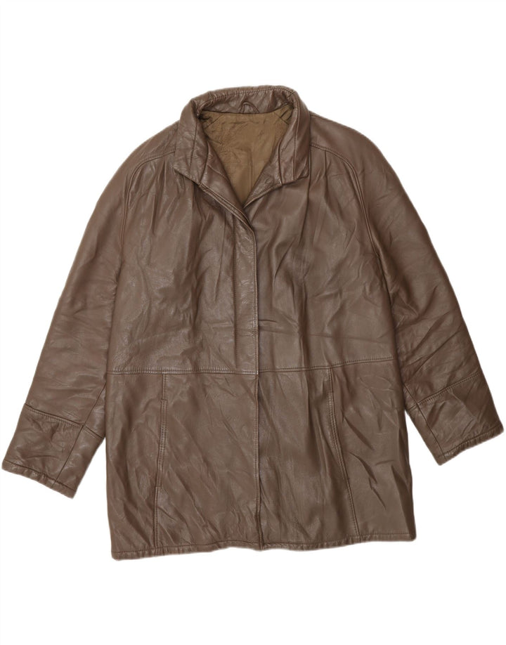 VINTAGE Womens Leather Jacket UK 12 Medium Brown Vintage Vintage and Second-Hand Vintage from Messina Hembry 