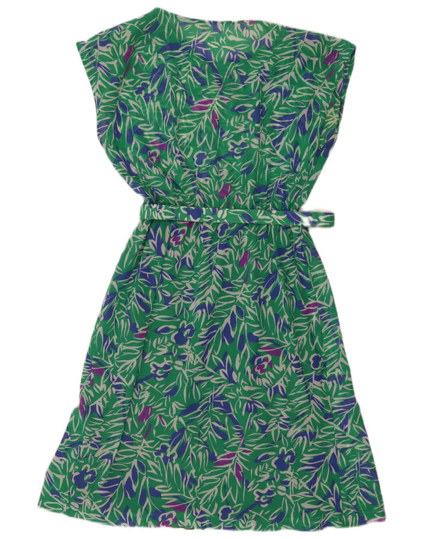 Vintage γυναικείο φόρεμα A-Line UK 16 Large Green Floral