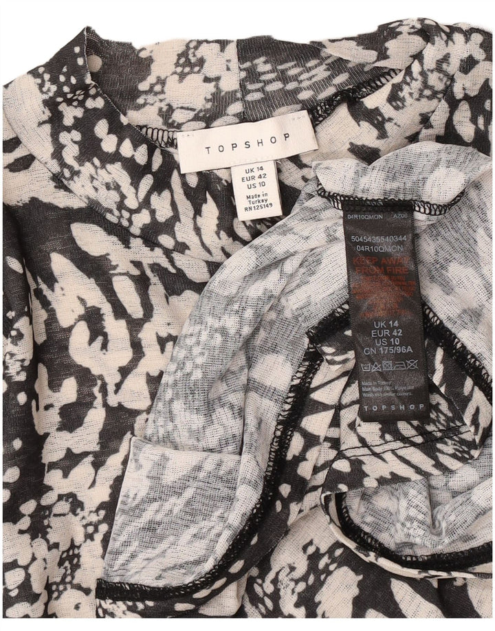 Topshop Γυναικείο τοπ μακρυμάνικο UK 14 Large Grey Spotted Polyester