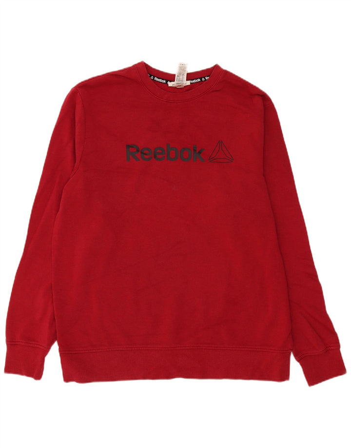 Ανδρικό γραφικό φούτερ Reebok Jumper μεγάλο μπορντό βαμβακερό