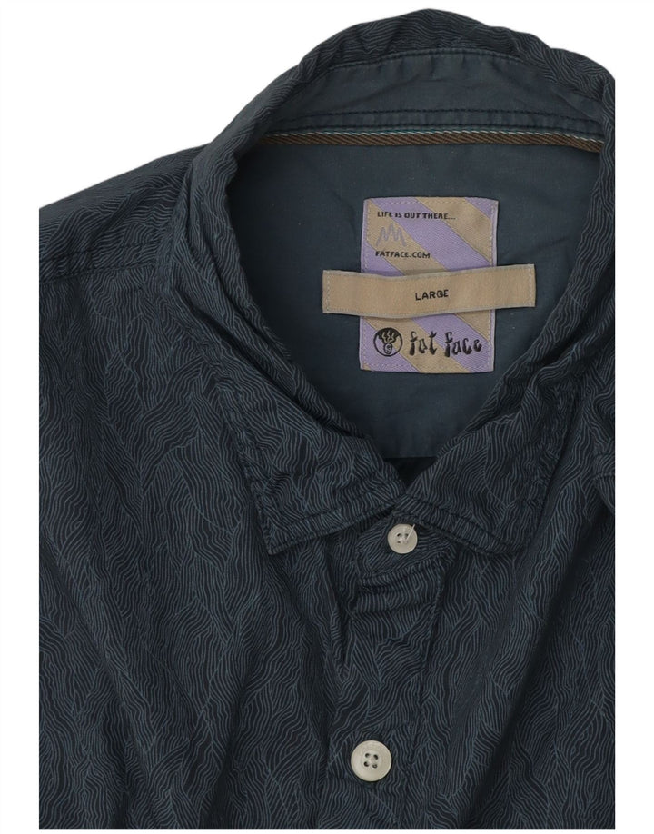 FAT FACE Mens Abstract Pattern Shirt Large Blue