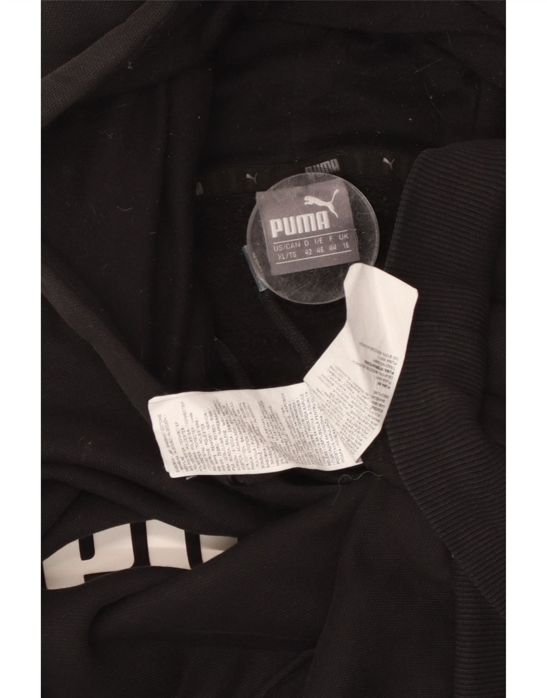 PUMA Womens Graphic Hoodie Jumper UK 16 Large Black Polyester