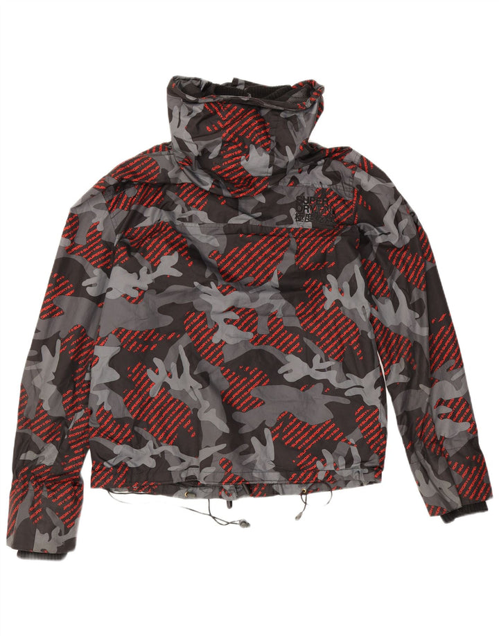 Superdry Mens Windcheater Graphic Rain Jacket UK 40 Large Grey Camouflage