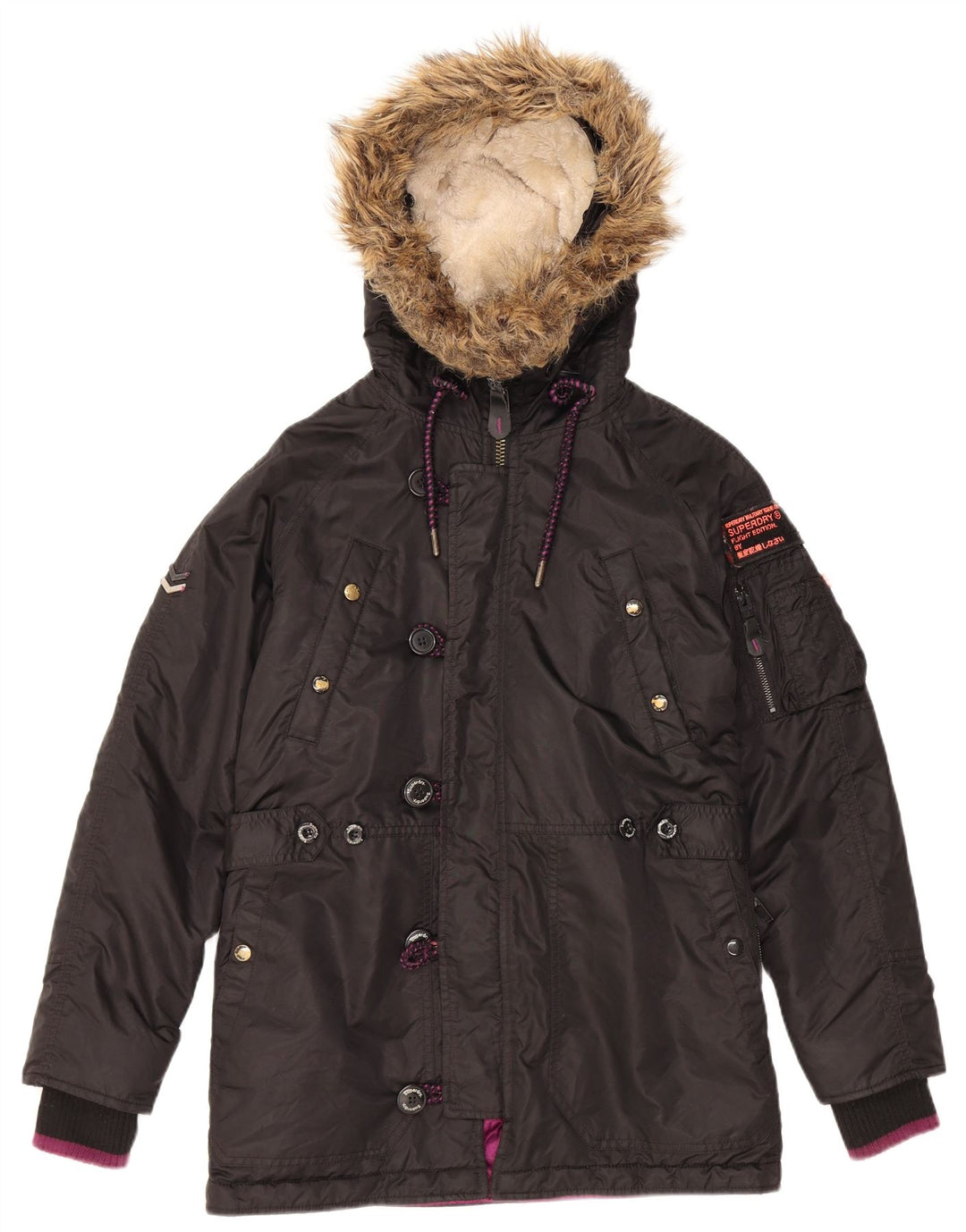 Ανδρικό μπουφάν με κουκούλα Superdry UK 38 Medium Black Nylon