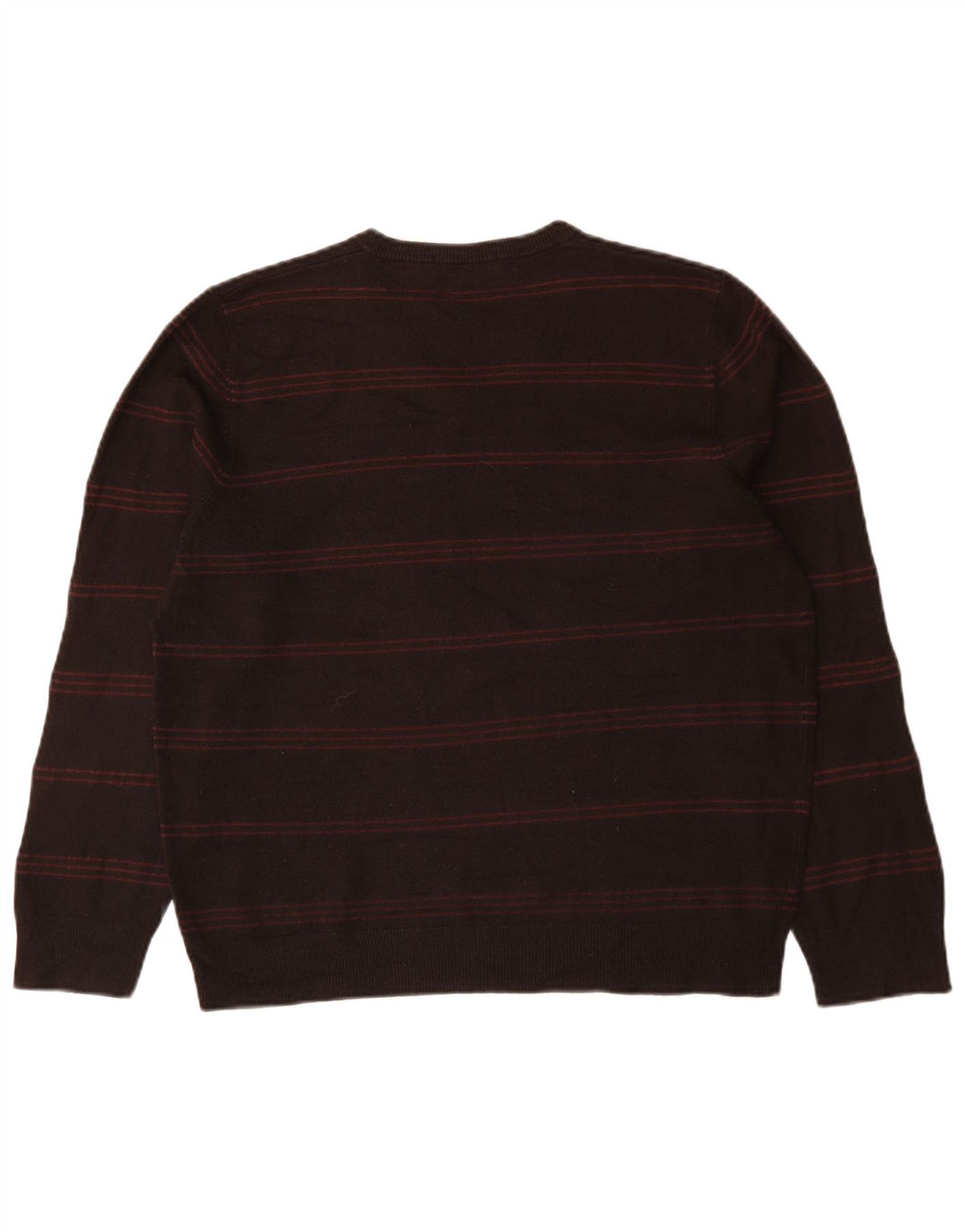 Ανδρικό πουλόβερ Marks & Spencer Blue Harbor με λαιμόκοψη με λαιμόκοψη μεγάλο, καφέ ριγέ