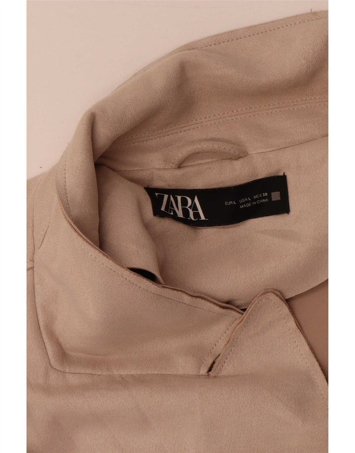Zara Γυναικείο Longline Gilet UK 16 Large Beige Polyester