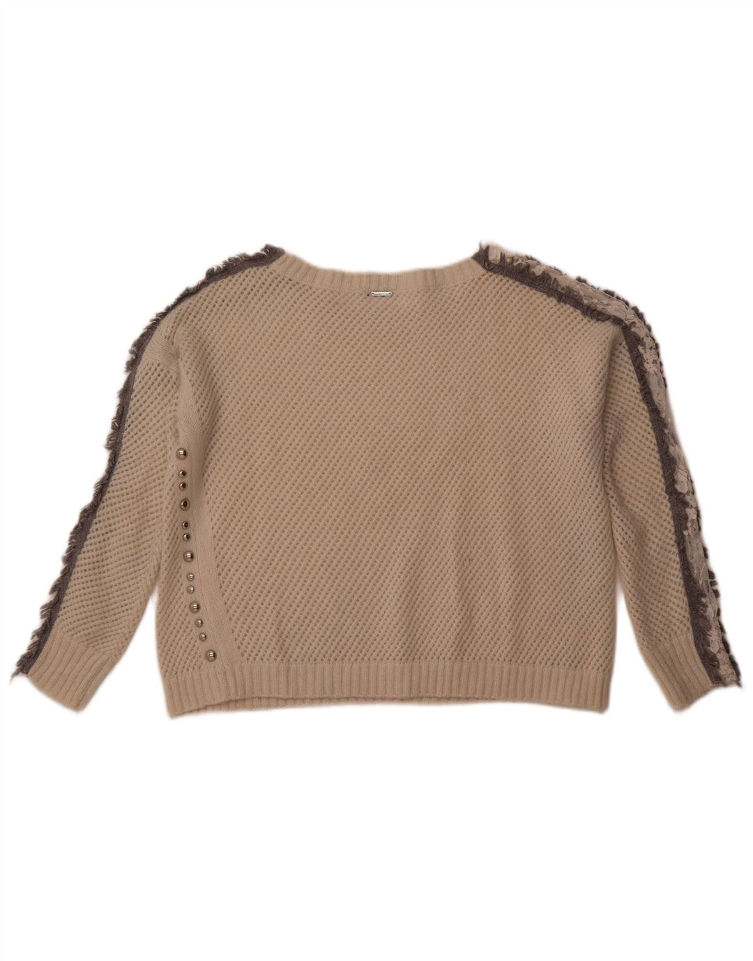 LIU JO Γυναικείο Crop Crochet Boat Neck Jumper UK 12 Medium White