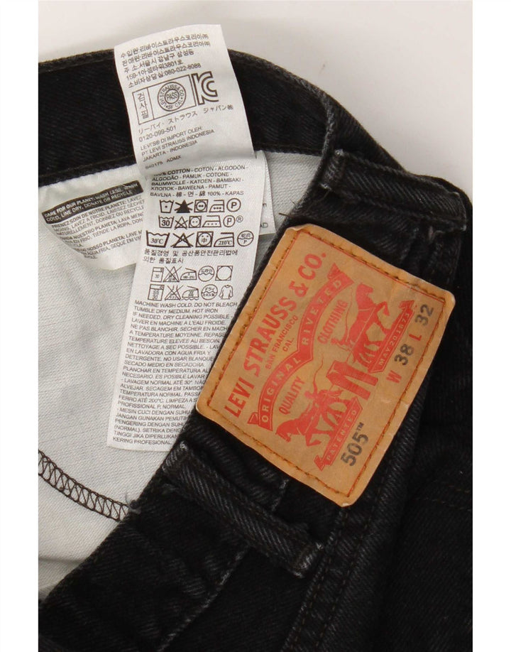 Levi's Mens 505 Straight Jeans W38 L32 Μαύρο βαμβακερό