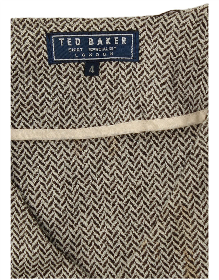 Ted Baker Ανδρικό γιλέκο με κανονική εφαρμογή Μέγεθος 4 Μεγάλο γκρι ψαροκόκαλο